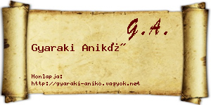 Gyaraki Anikó névjegykártya